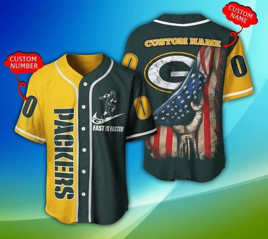 Personalized Green Bay Packers Baseball Jersey, Packers Fast Is Faster Baseball Jersey