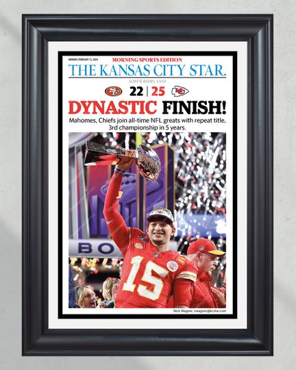 2024 Kansas City Chiefs DYNASTIC FINISH! Super Bowl LVIII Sunday Champions  (NO Framed) Commemorative Poster
