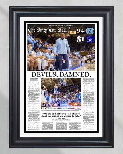 2022 North Carolina Tar Heels NCAA College Basketball Def. Duke (NO FRAMED) Poster
