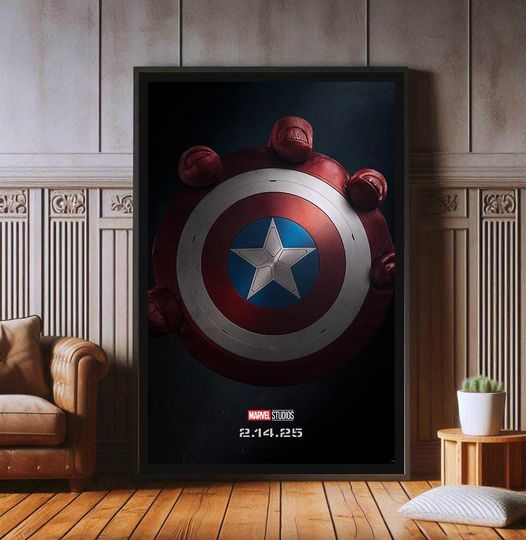 Captain America Brave New World Film Poster, High Quality Canvas Print, Popular Poster Prints for Wall Aesthetic Decor