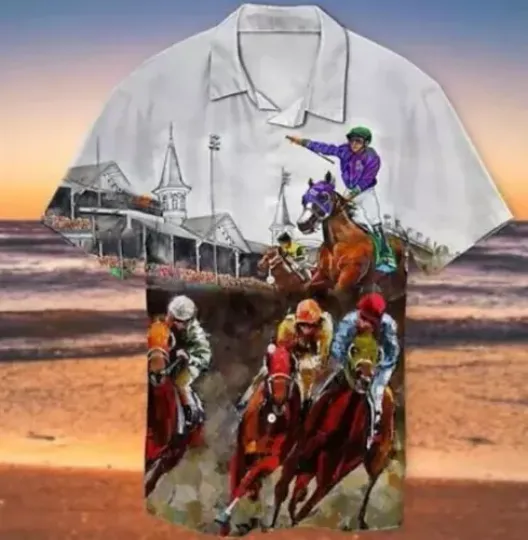 Kentucky Derby Horse Racing Hawaiian Shirt Shirt 3D HAWAIIAN SHIRTS FOR MEN