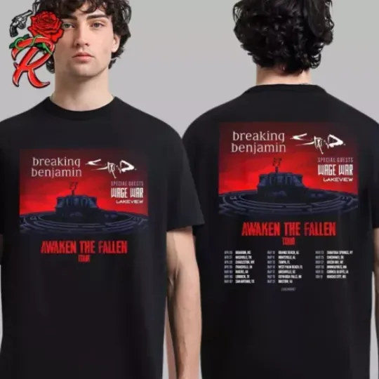 Discover Breaking Benjamin Awaken The Fallen Tour 2025 Schedule Tour Date List T-Shirt