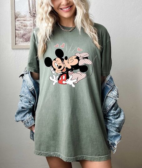 Comfort Colors Shirt, Disney Valentines Tee, Kiss Me T-Shirt, Mickey Mouse Tee, Minnie Mouse Tee, Valentines Day Tee, Valentines Women Gift