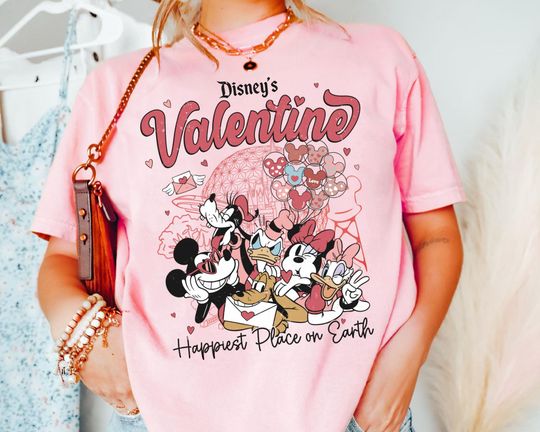Funny Disney's Valentine Park Trip T-shirt, Mickey And Friends Happy Valentine's Day 2025 Gift For Him Her, Couple Valentine Matching Shirt