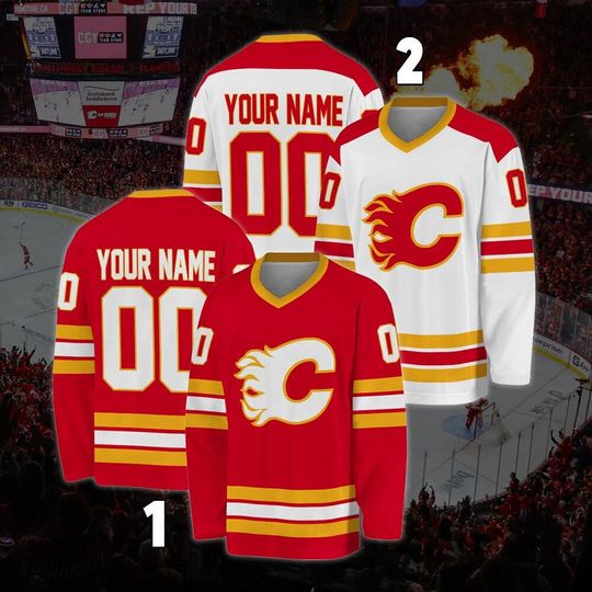 Personalized Calgary Flames Hockey Jersey, Jersey For Men With Your Team Name, Fan Hockey Jersey