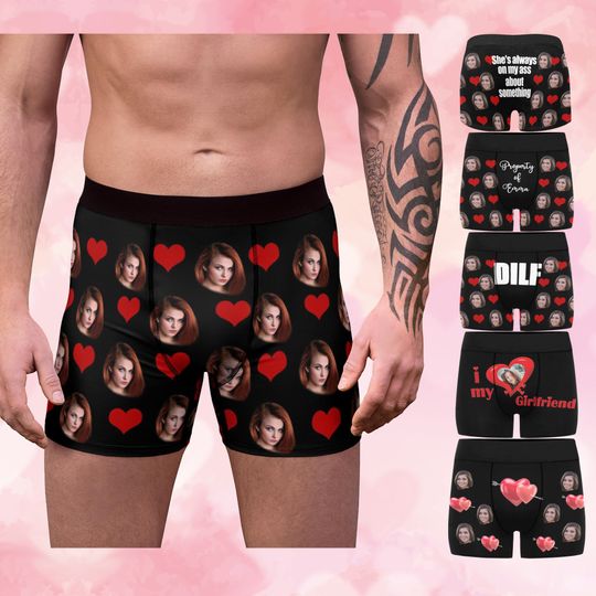Personalized boxers briefs with picture, custom underwear, gift for him, gift for husband, boyfriend, Wedding gift, Valentine's day