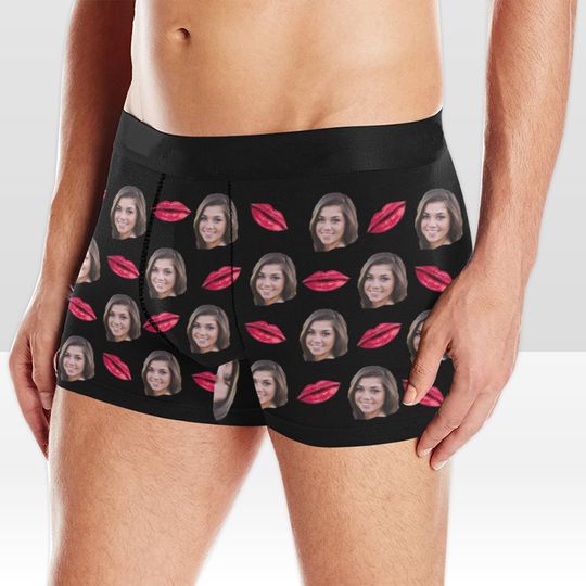 Personalized boxers briefs with picture, custom underwear, briefs with photo, gift for husband, boyfriend, Wedding gift, Valentine's day