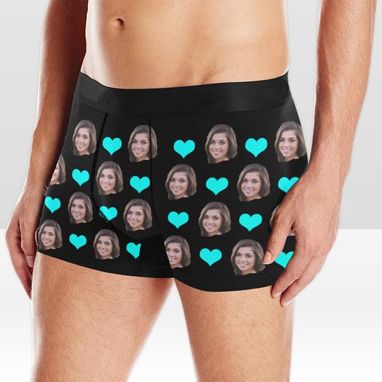 Personalized boxers briefs with picture, custom underwear, briefs with photo, gift for husband boyfriend, Wedding gift, Valentine's day gift
