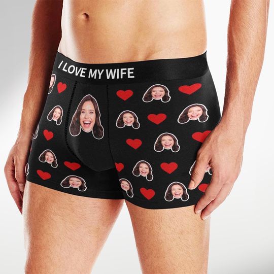 Custom PhotoText Boxers for for Boyfriend Husband,Personalized Face Underwear,Men underwear Photo Boxer Briefs,Valentine's day gift for him