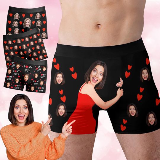 Custom Photo Boxers for for Boyfriend Husband, Personalized Face Underwear,Custom Boxer Briefs,Custom Men underwear,Anniversary Gift for Him