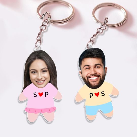 Personalized Valentine's Gift For Him Boyfriend, Custom Couples Face Keychain, Funny Keychain For Boyfriend, Anniversary Gift For Him Her