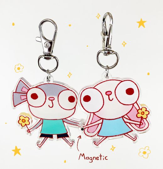 Magnet Couple Keychain | Chip and Mellow Character | For Husband, Wife, Boyfriend, Girlfriend, Partner | Gift for Her or Him | Silly Cute