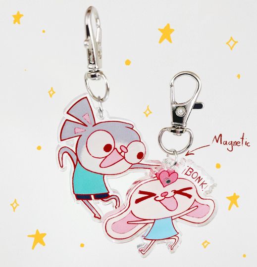 Magnet Couple Keychain | Chip and Mellow Character | For Husband, Wife, Boyfriend, Girlfriend, Partner | Gift for Her or Him | Silly Meme