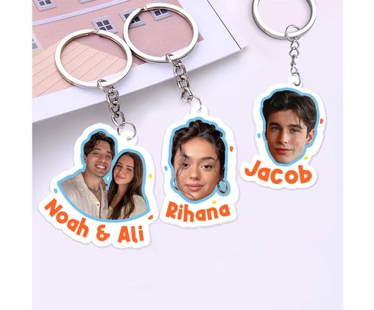 Custom Photo Keychain, Valentines Day Gift for Him Her, Family Keychain, Anniversary Gift for Boyfriend, Girlfriend Photo Acrylic Charm