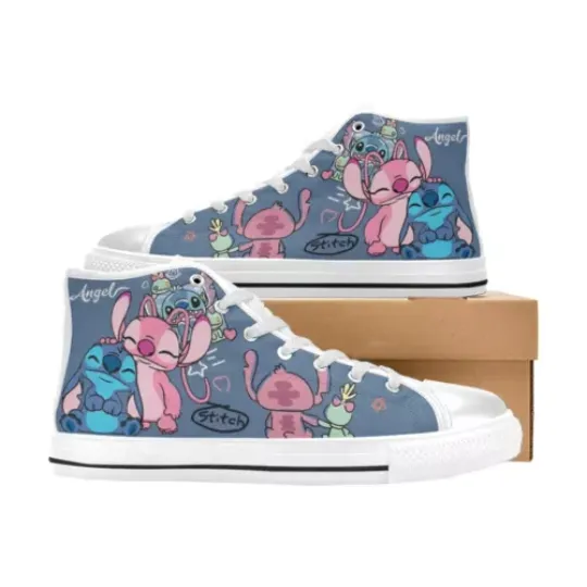 Stitch Angel Sneakers High Top Shoes, Lilo And Stitch Sneakers