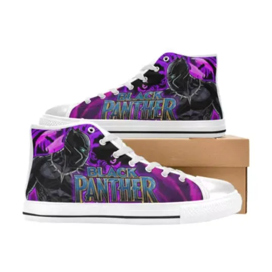 Black Panther Wakanda Sneakers High Top Shoes, Black Panther Sneakers