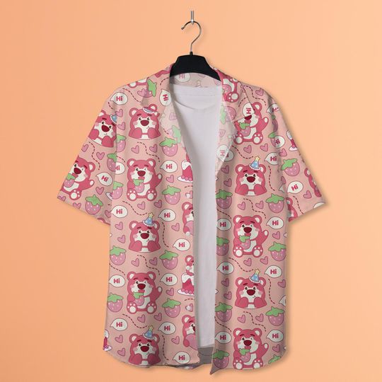 Cute Pink Bear Hawaiian Shirt Toy Story Characters Shirt Funny Hawaiian Shirt Summer Shirt Family Trip Gifts