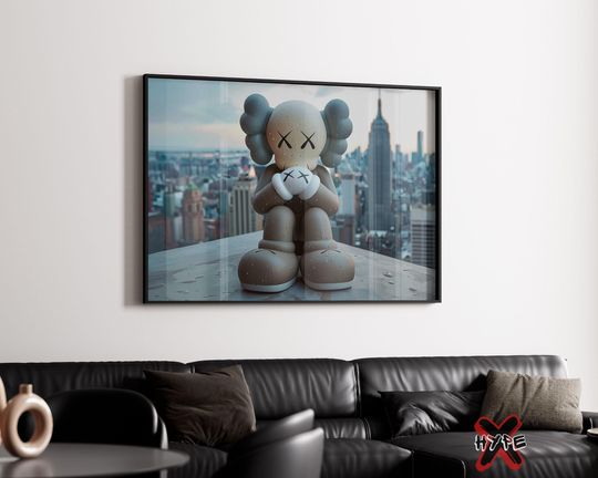 Printable Lonely Poster, City Kaws Wall Art, Hypebeast Figure, Lonely  Print,  Gift Poster, Single Hypebeast  Art