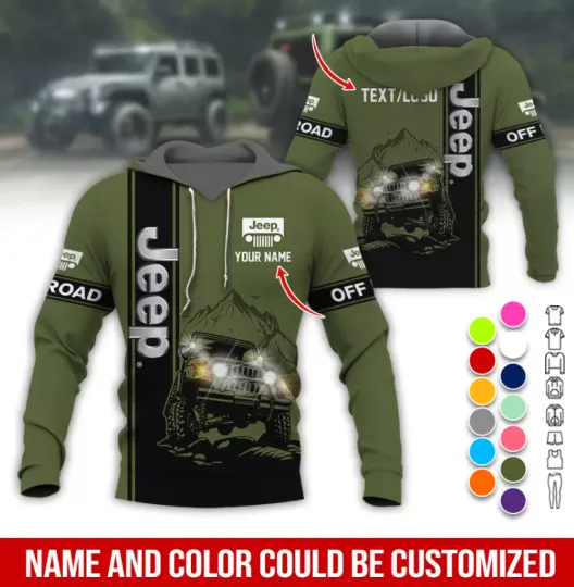 Personalized Name Love Jeep All Over Printed Hoodie