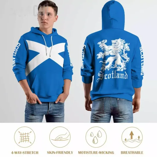 Unisex 3D Hoodie Scotland Flag Men Women