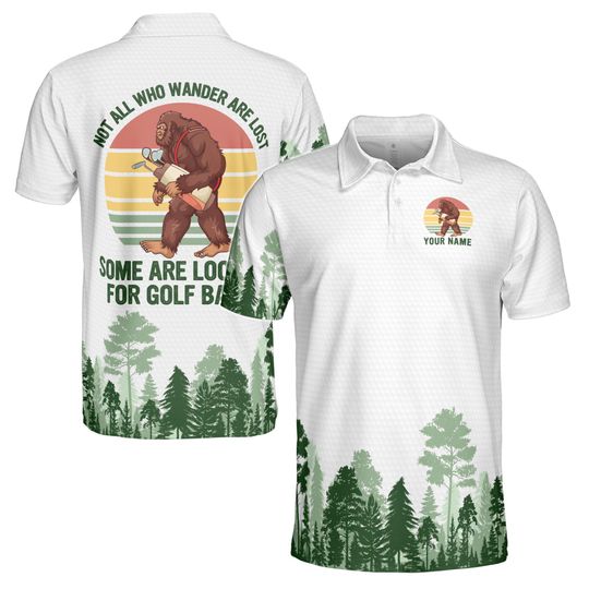 Custom Name Golf Bigfoot Some Are Looking For Golf Balls Men's Polo - Gift For Father, Boyfriends, Husband