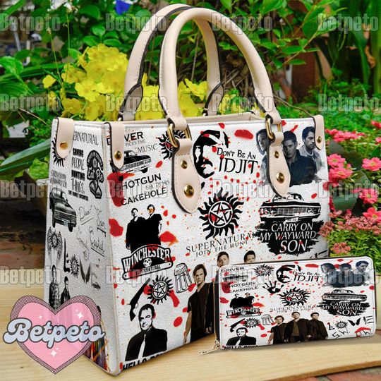 Supernatural Christmas Personalized Leather Handbag, Crossbody Bag, Top Handle Bag, Christmas Gift, No Wallet