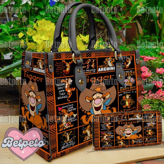 Discover Tigger Winnie The Pooh Christmas  Leather Handbag, Crossbody Bag, Top Handle Bag, No Wallet