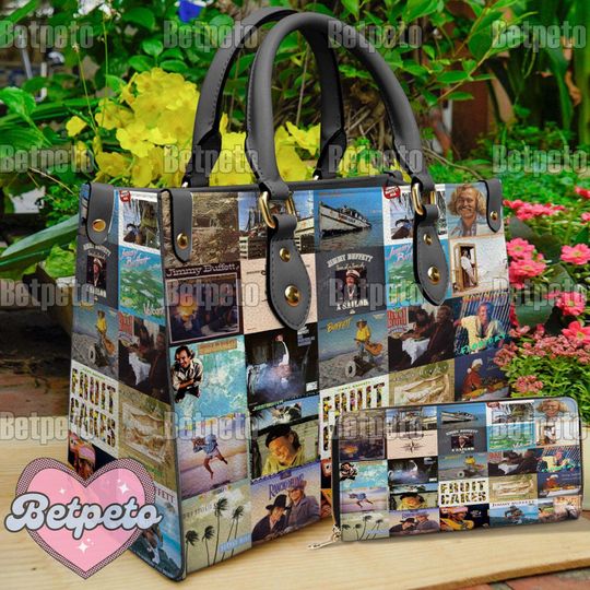 Jimmy Buffett Christmas Leather Handbag,  Crossbody Bag, Top Handle Bag, Christmas Gift, No Wallet