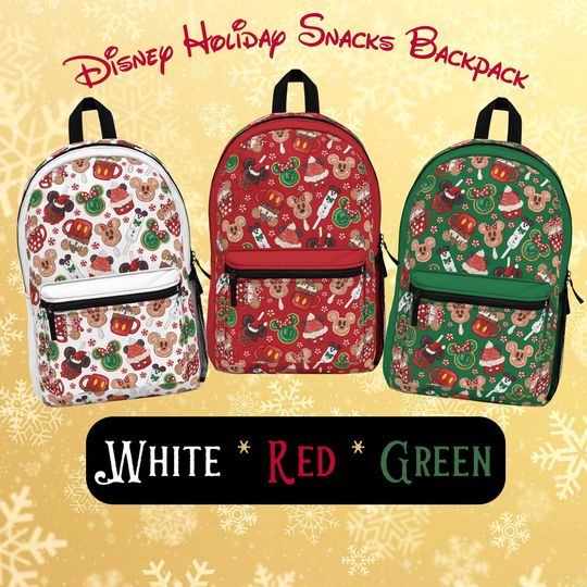 Disney Holiday Snacks Backpack, Disney Backpack, Mickey Mouse Backpack, Disney Christmas Bag, Mickey Bag, Disney Gift, Minnie Backpack