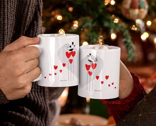 Matching Couple Mugs | Coffee Mug Couple | Engagement Mug | Couple Mugs | Honeymoon Mugs | Personalized Mugs Wedding | Anniversary Date Mug