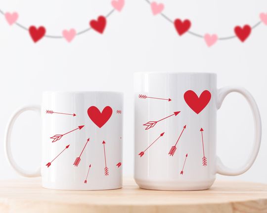 Valentine's Day Mug, Matching Couple Mugs, Cute Heart Mug Gift, Couples Gift, Valentine's Gift for Mom, Gift for Girlfriend