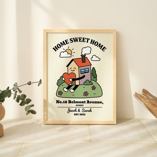 CUSTOM Home Gift, Housewarming Gift, Our First Home Sign, Home Sweet Home Print, Couples Wedding Gift, Realtor Closing Gift, UNFRAMED