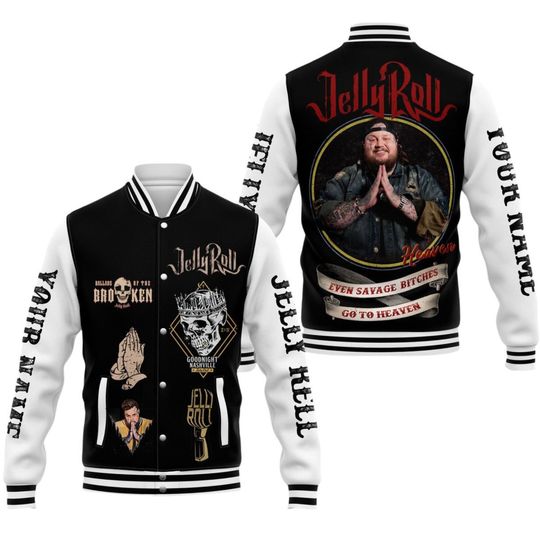 Jelly Roll Baseball Jacket, Beautifully Broken Tour Jacket Men, Personalized Jacket, Western Country Gift, Country Music Shirt