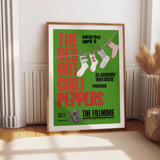 Red Hot Chili Peppers Concert Poster Wall Art, Rock Music Print, Retro Live Concert Poster, Classic Rock Prints Room Decor, Vintage Poster