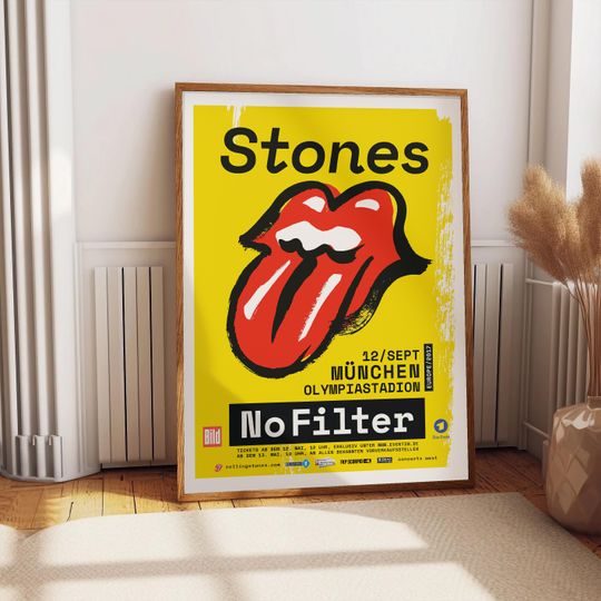 Rolling Stones Concert Poster Wall Art, Rock Music Print, Retro Live Concert Poster, Classic Rock Prints Room Decor, Vintage Poster Art