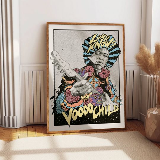 Jimi Hendrix Retro Poster, Music Hero Print, Retro Concert Poster, Rock Psychedelic Room Dcor, 70s Vintage Poster, Gift Rock Music Wall Art
