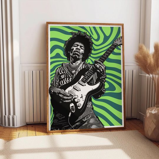 Jimi Hendrix Pop Wall Art, Music Print, Retro Concert Poster, Rock Psychedelic Room Decor, 70s Vintage Poster, Gift Rock Music Art Print