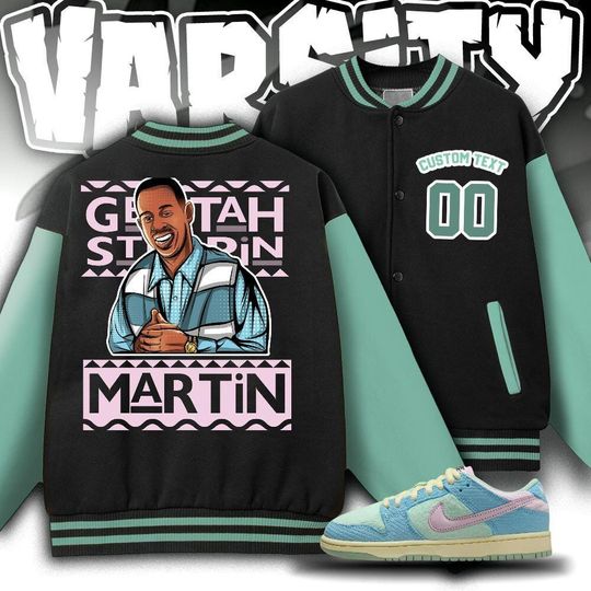 Custom Unisex Varsity Jacket, Martin Cartoon