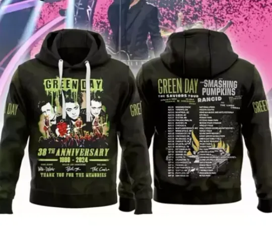 Green Day The Saviors Tour 2024 30Th Anniversary 3D Hoodie, Unisex All Size