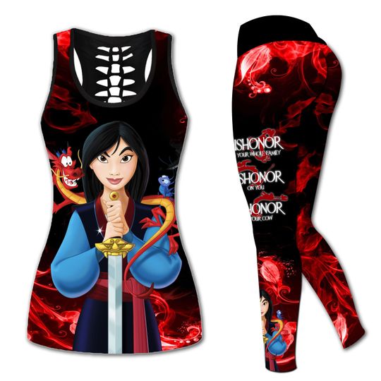 Mulan Tank Top, Mulan Disney Legging, Mulan Workout Tank, Mulan Womens Legging