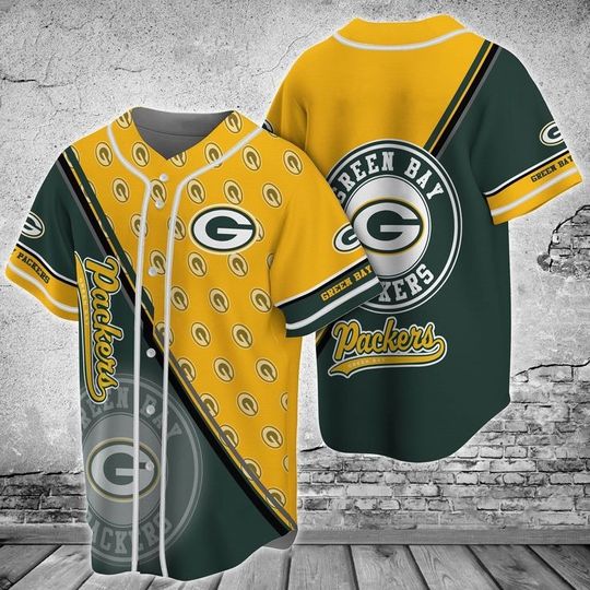 Green Bay Packers Baseball Jersey, Packers Team Baseball Jersey