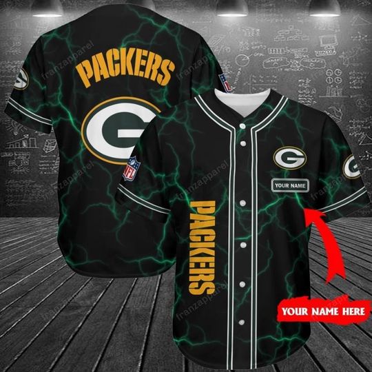 Personalized Green Bay Packers Baseball Jersey, Green Bay Team Baseball Jersey