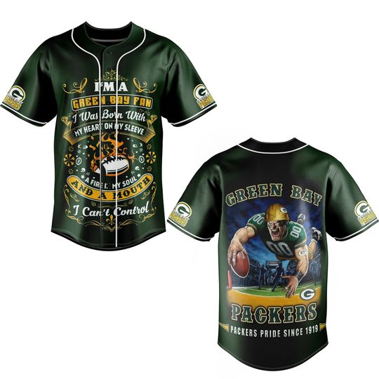 Green Bay Packers Baseball Jersey, I Am Green By Fan Football Baseball Jersey