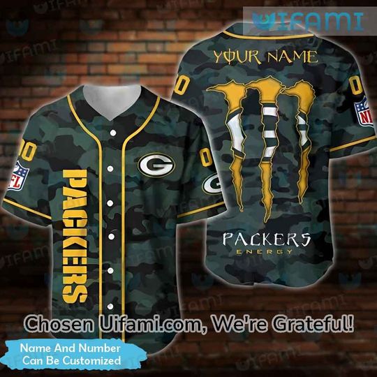 Personalized Green Bay Packers Baseball Jersey, Packers Energy Baseball Jersey