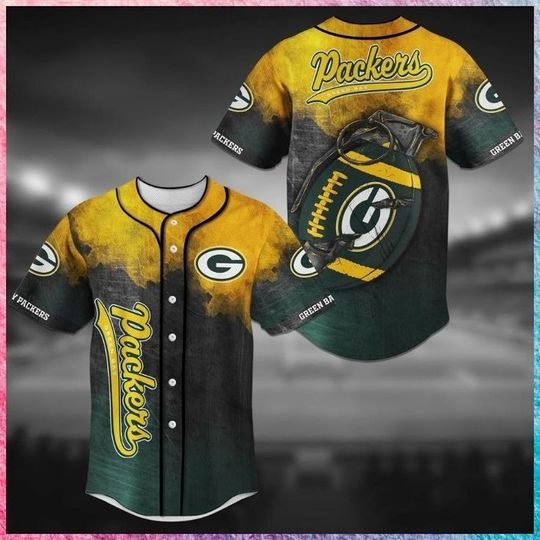 Green Bay Packers Baseball Jersey, Football Baseball Jersey
