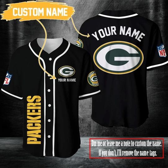Personalized Green Bay Packers Baseball Jersey, Sunday Football Game Baseball Jersey