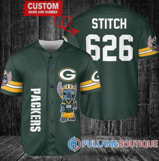 Personalized Green Bay Packers Baseball Jersey, Stitch Packers Baseball Jersey