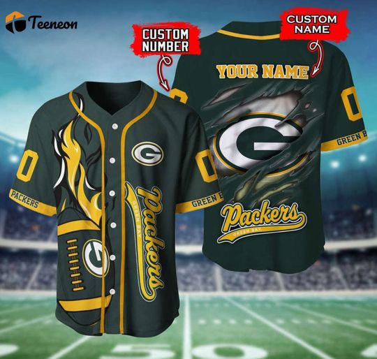Personalized Green Bay Packers Baseball Jersey, Green Bay Game Day Football Baseball Jersey