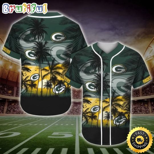 Green Bay Packers Baseball Jersey, Packers Hawaii Baseball Jersey