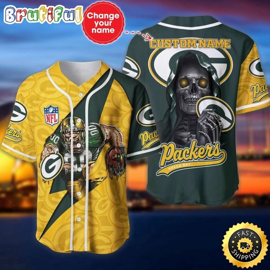 Personalized Green Bay Packers Baseball Jersey, Packers Sunday Football Jersey